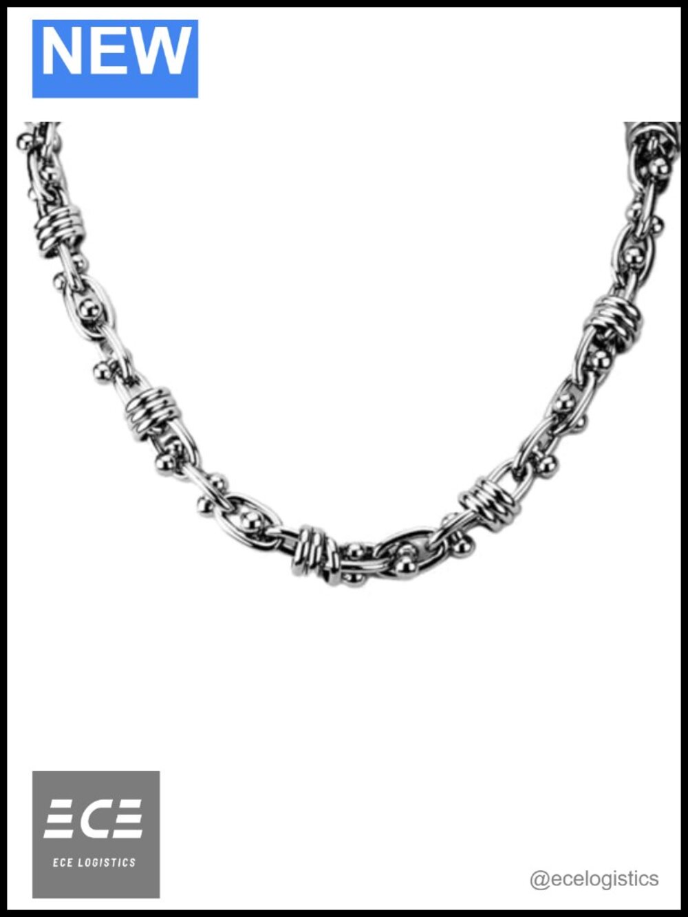 316L Stainless Steel Barbell Chain Link Necklace Modern
